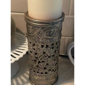 Gorgeous Filigree silver Pillar candle holder